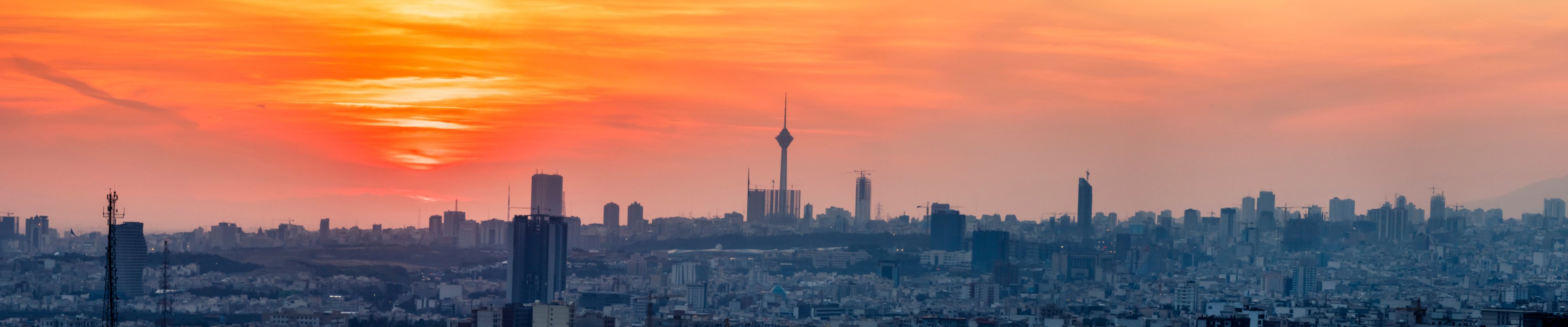 Beautiful sunset over Tehran-Iran skyline at an amazing afternoon with unique clouds in the sky