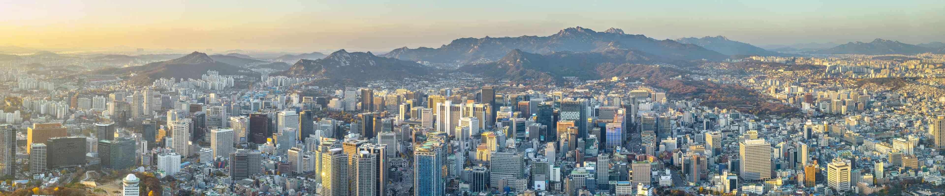 Seoul city South korea panorama,sunset time